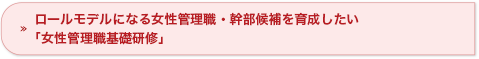 ロールモデルになる女性管理職・幹部候補を育成したい「女性管理職基礎研修」